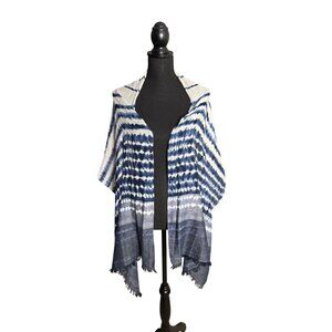 J. Jill Pure Jill Women's Blue/White Textured Wrap